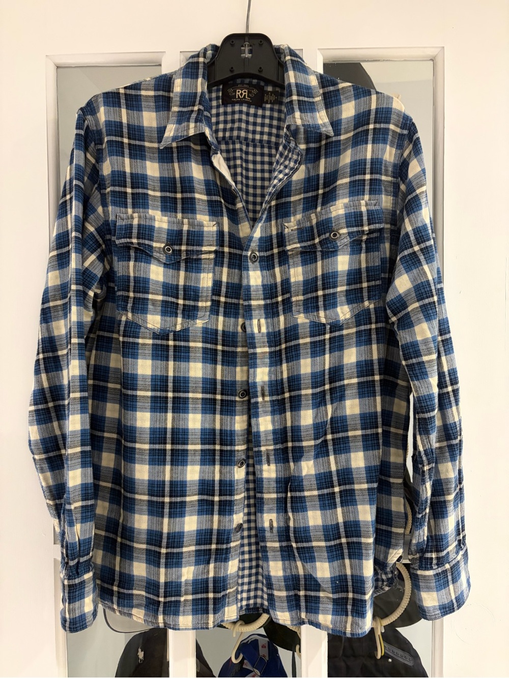Ralph Lauren Blue and White Plaid Button-Down Shirt